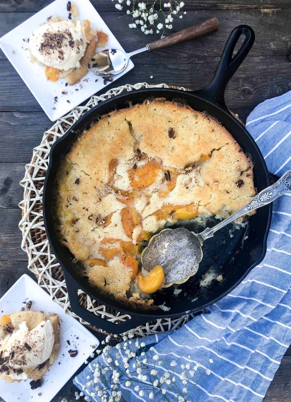 Winter Peach Cobbler using Canned Peaches - California Grown