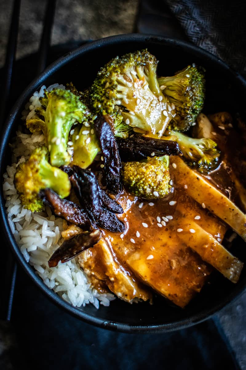 Bowls of Sheet Pan Chicken Teriyaki.