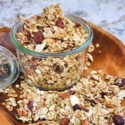 Homemade granola recipe with california grown honey and almonds