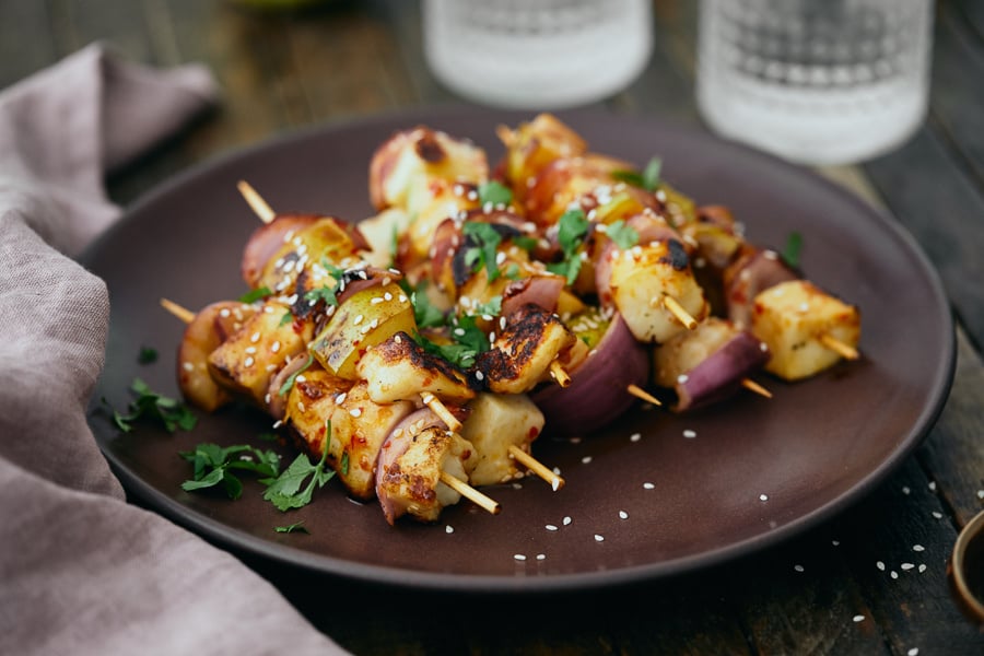 Pear Halloumi Skewers