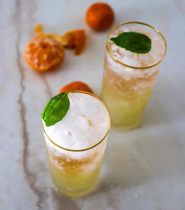 Mandarin Basil Sparkling Wine Based Cocktail