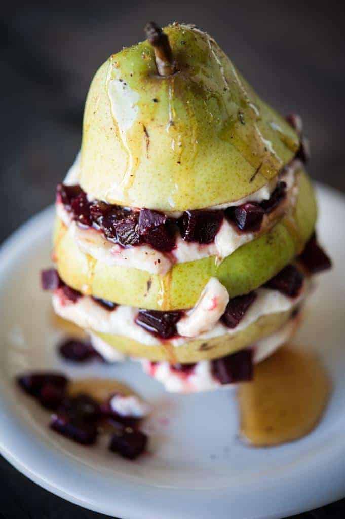 Pear with Roasted Beets and Honey Vinaigrette