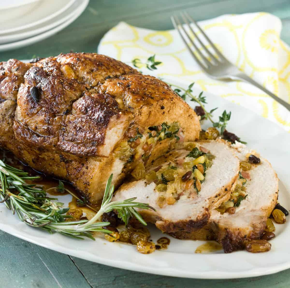 Raisin stuffed Pork Loin