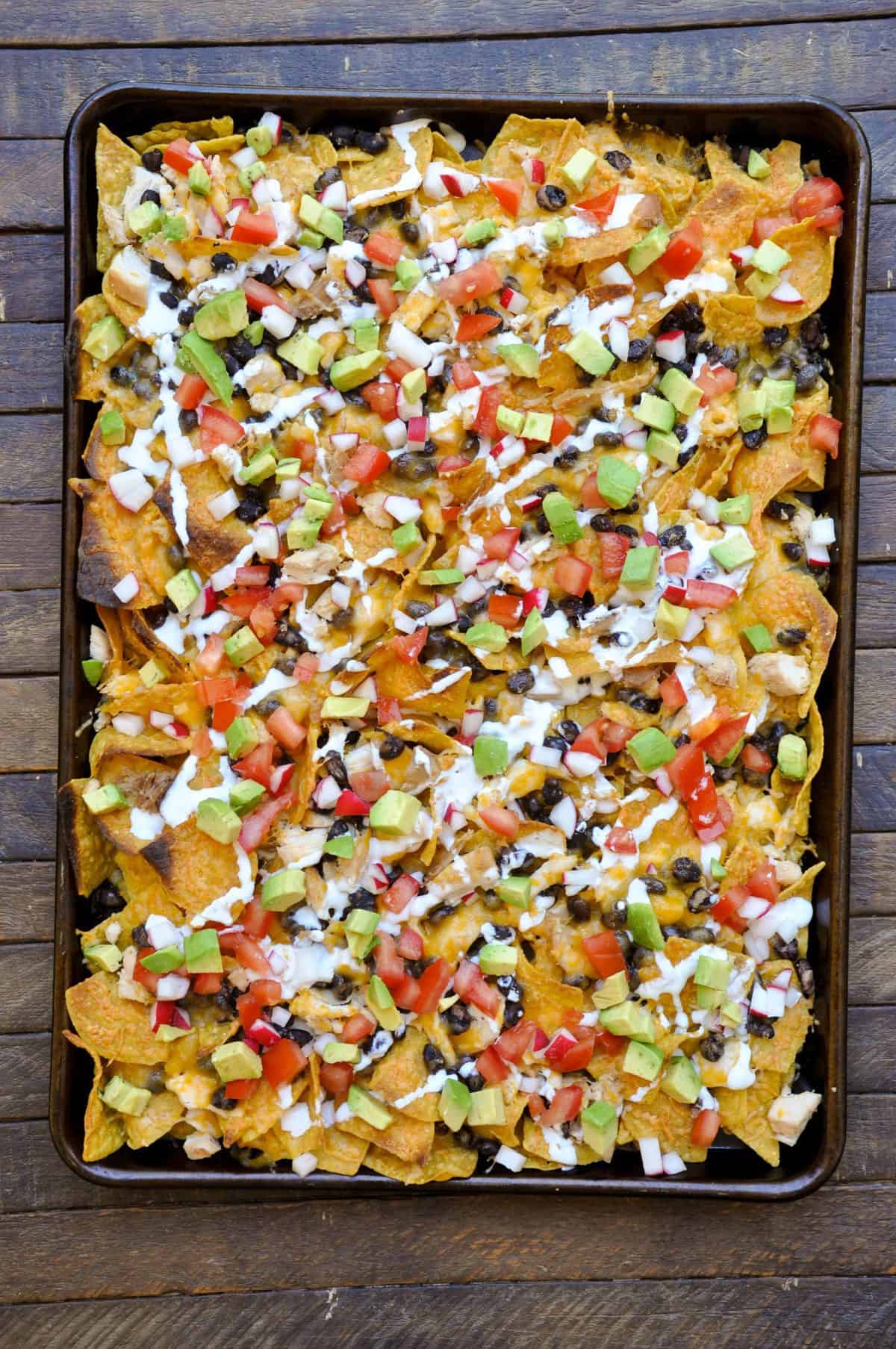 Loaded Fresh Vegetable Sheet Pan Nachos - California Grown