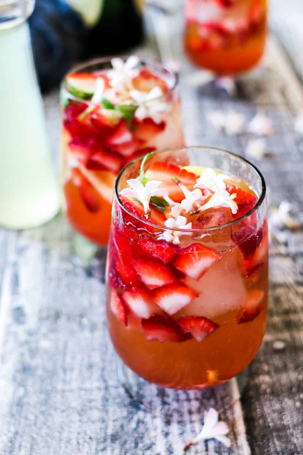 Strawberry lemon smash cocktail