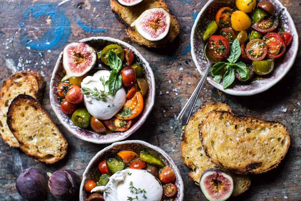 marinated tomatoes with burrata cheese