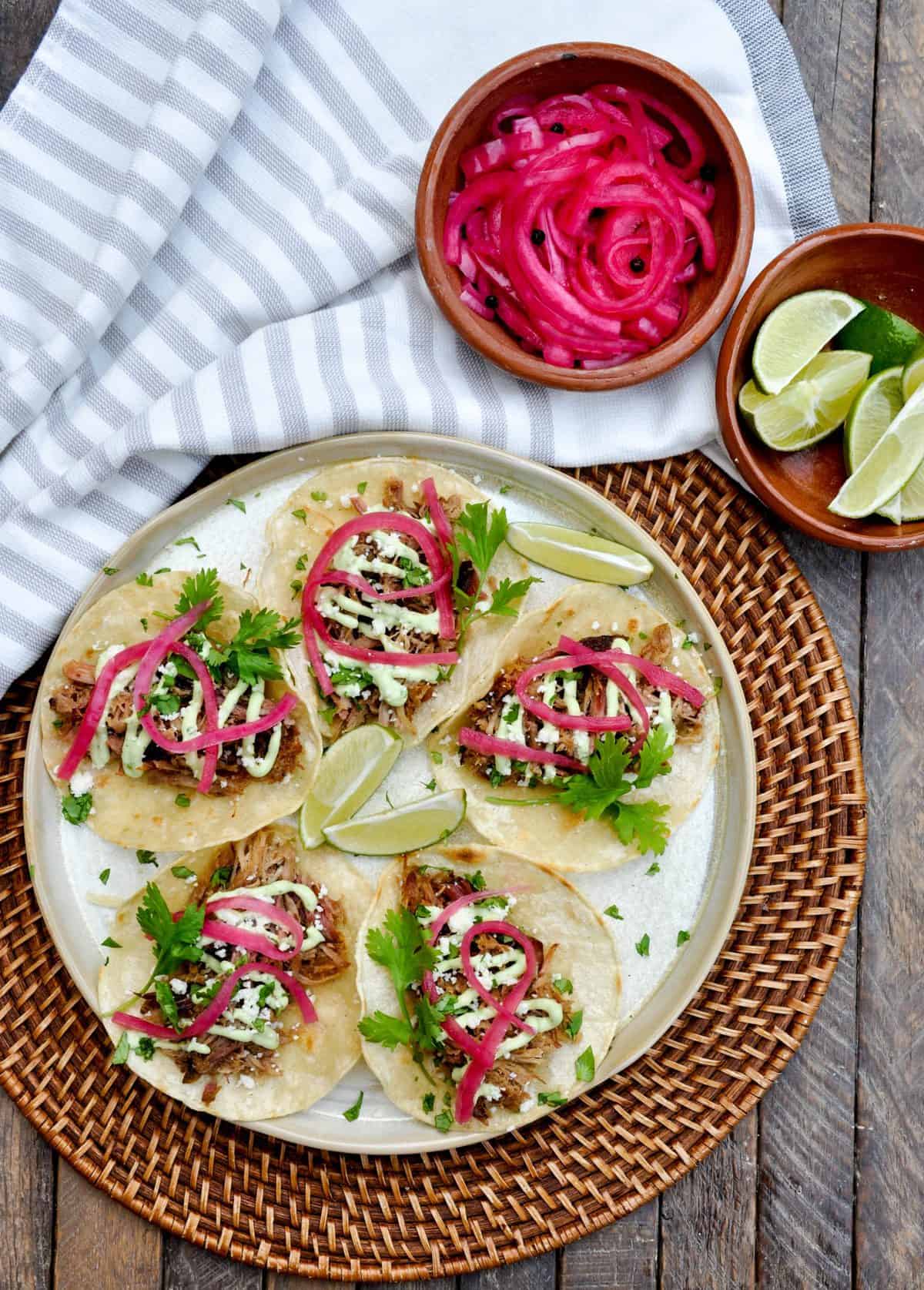 Ultimate Taco Topping Recipes:  Avocado Crema and Pickled Onions