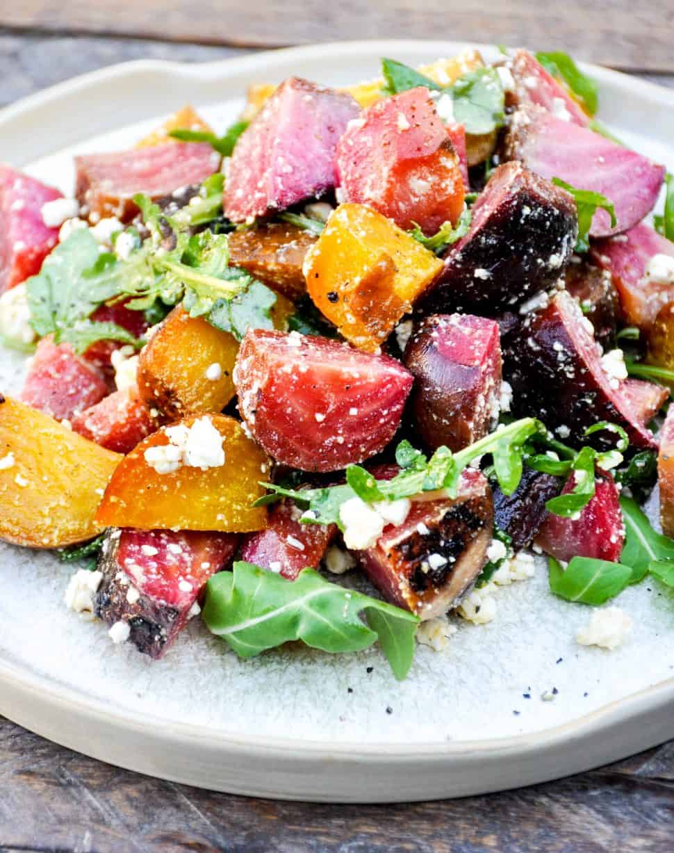 Roasted Beet Salad with Arugula and Olive Oil Dressing California Grown