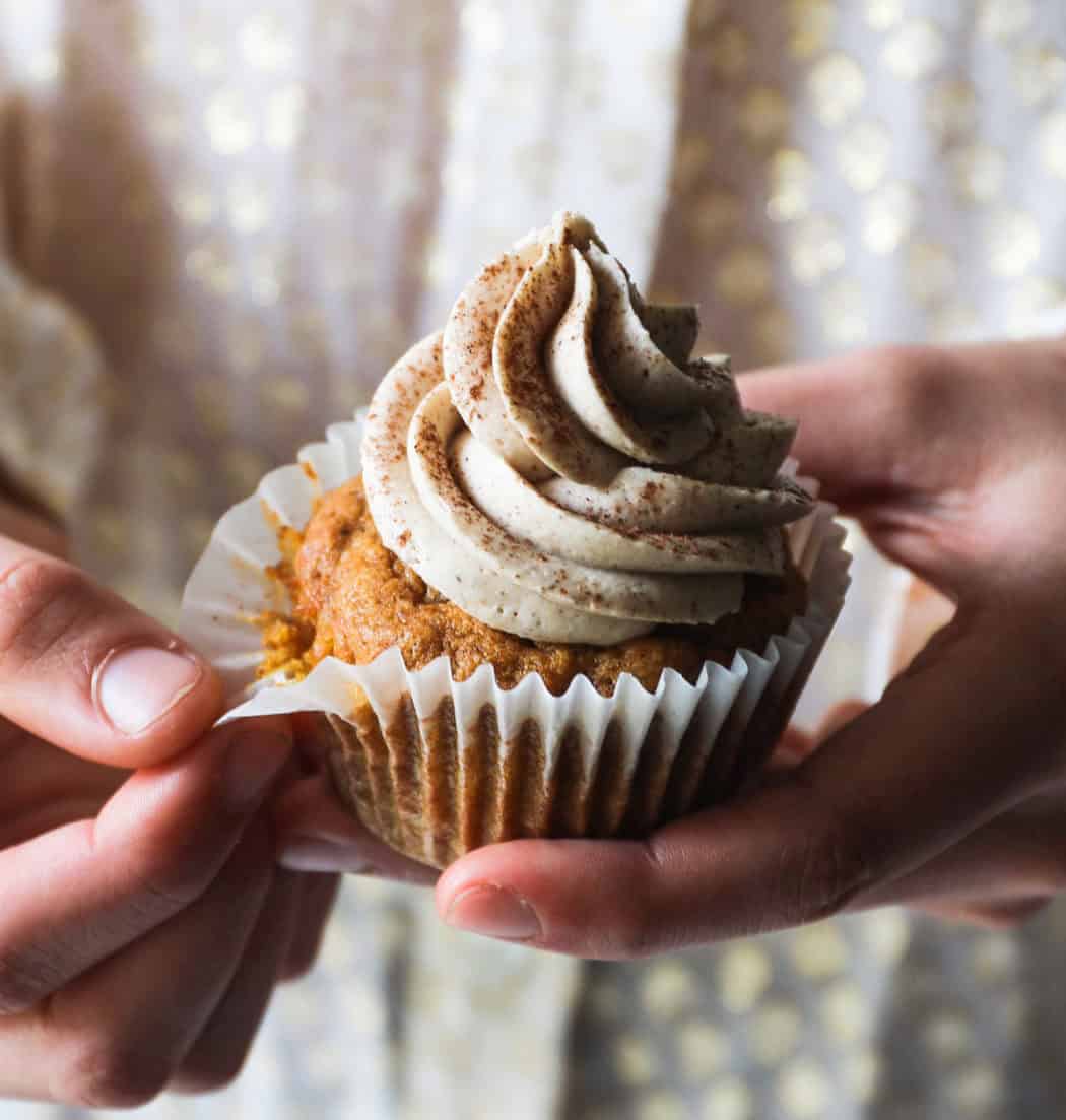 pumpkin cupcakes with chai spice frosting