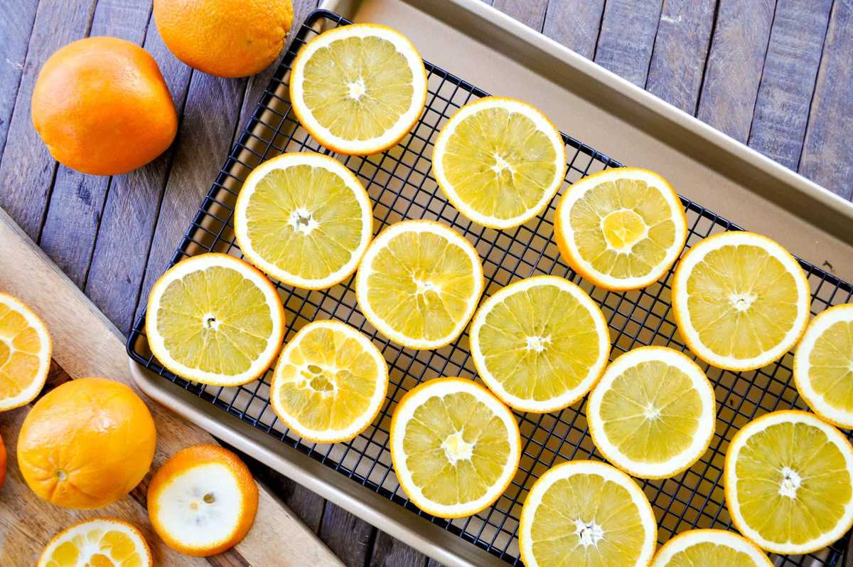 dried citrus on sheet pan