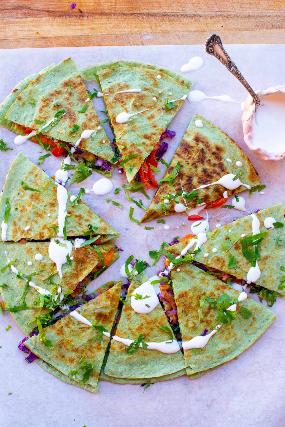 rainbow quesadillas