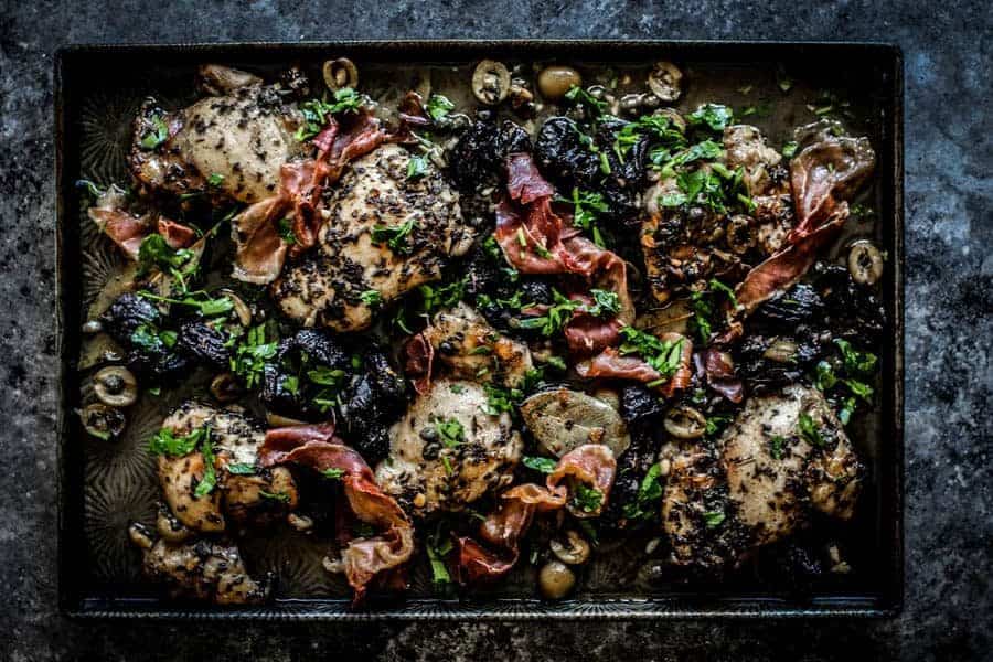 Sheet Pan Chicken Marbella