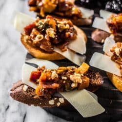 Caponata of eggplant on crostini