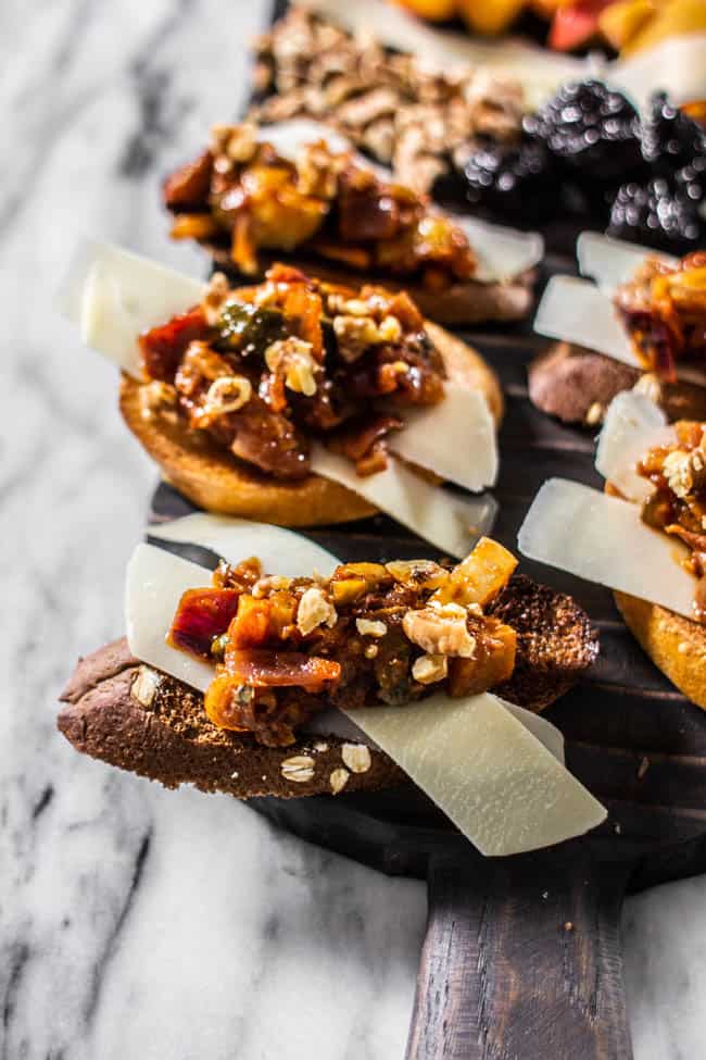 Caponata of eggplant on crostini