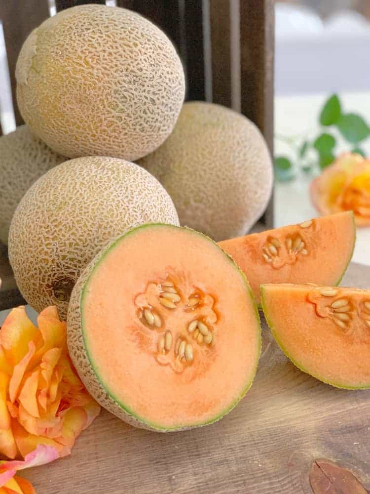 Fresh cantaloupes for making this cantaloupe agua fresca recipe.