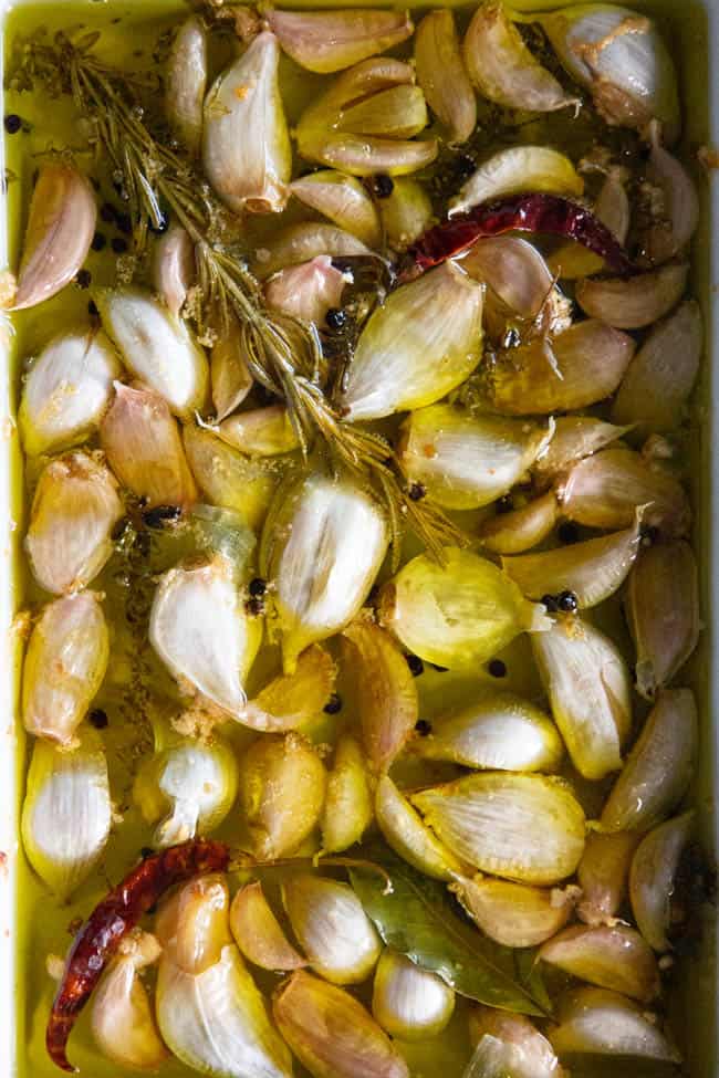 Garlic confit from the oven. 