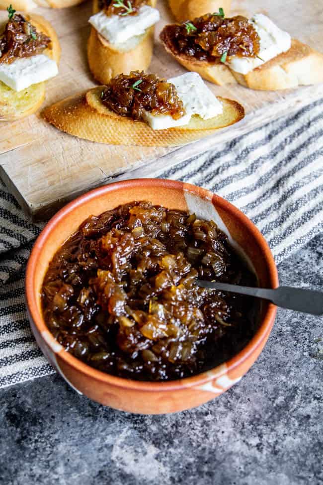 Close up of sweet onion jam. 