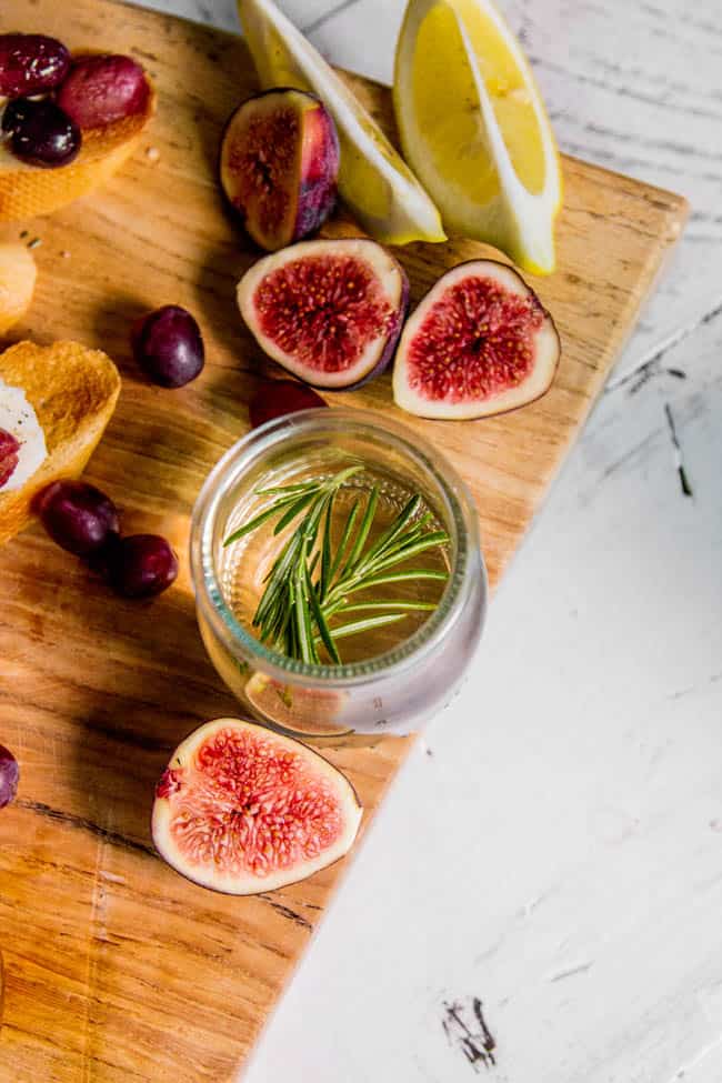 Rosemary simple syrup for wine cocktail recipe.