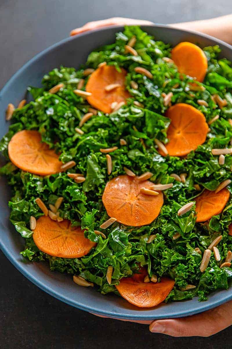Kale Salad with Persimmons 