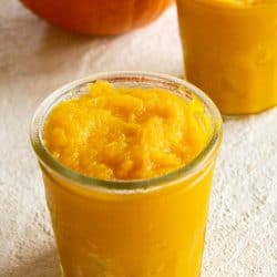 Two jars of pumpkin puree