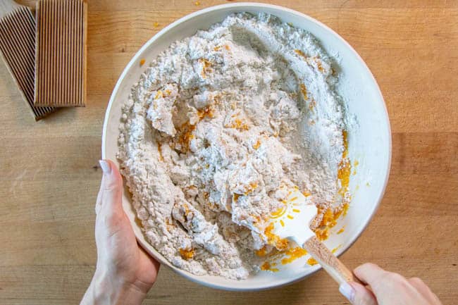 Gnocchi dough ingredients beginning.