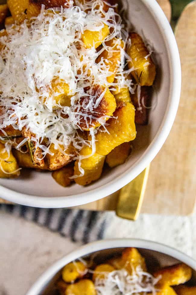 A bowl of gnocchi.