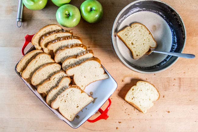 Showing some of the ingredients for the Recipe for Baked French Toast with Apples. 