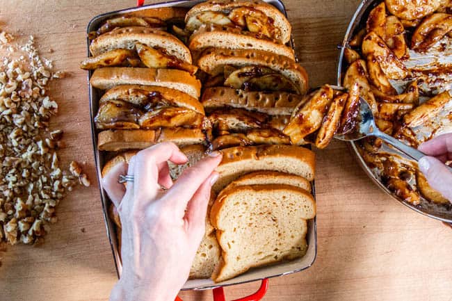 Assembling Baked French Toast with Apples recipe