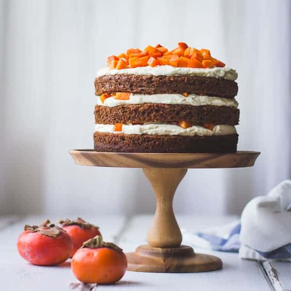 Two Persimmon Layer Cake with Vanilla Bourbon Cream Cheese Frosting 