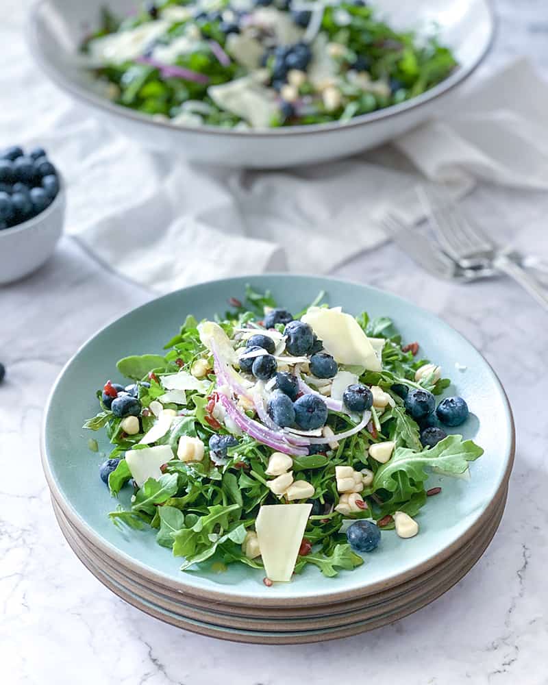 Blueberry, Wild Rice, Corn, & Arugula Salad 