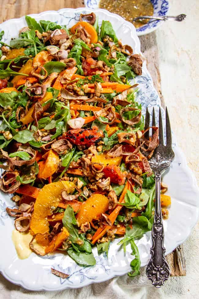 A Simple Holiday Salad with Citrus and Toasted Walnut Vinaigrette