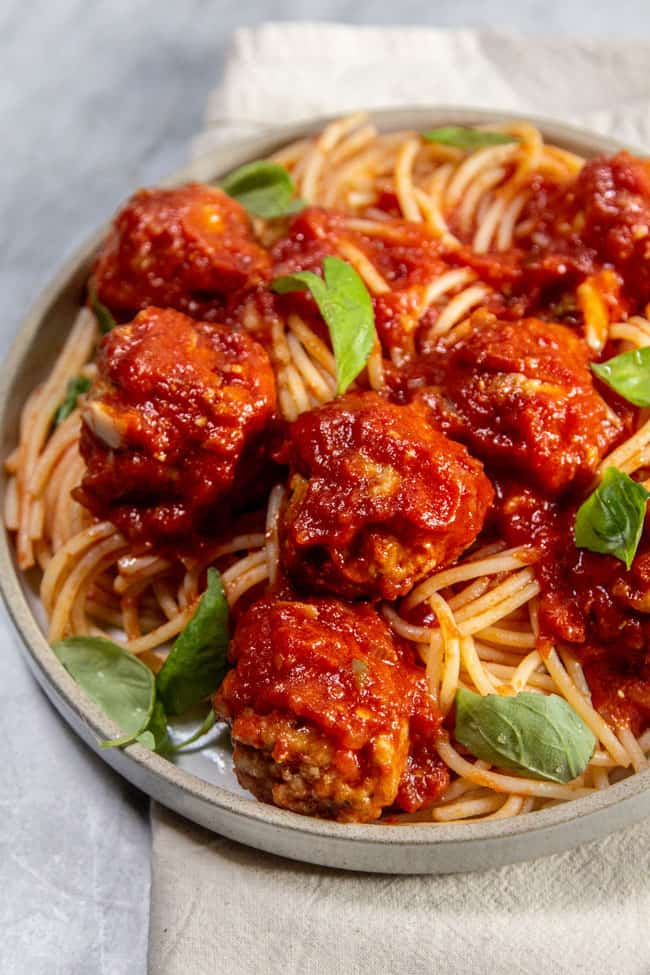 One Pan Baked Chicken Meatballs and Tomato Sauce recipe