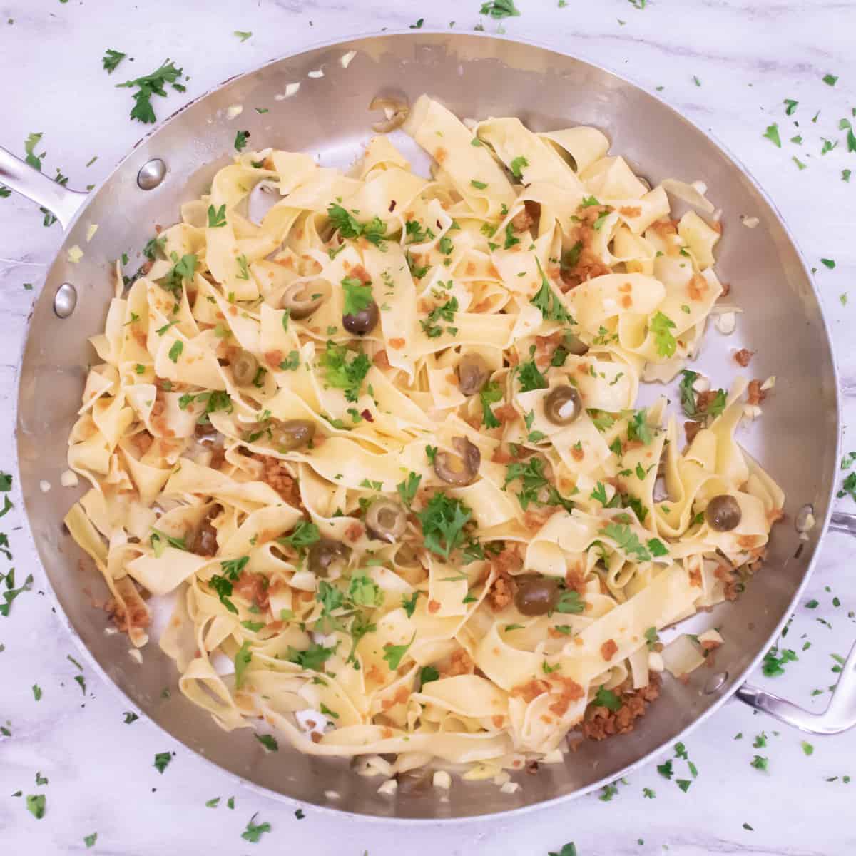 Lemon Garlic Butter Pasta with Olives - Jerry James Stone