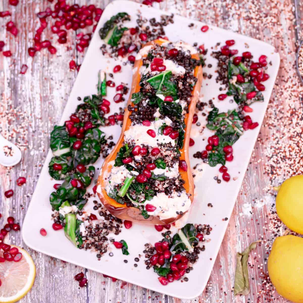 Stuffed Butternut Squash with Lentils Greens and Quinoa_Jerry James Stone