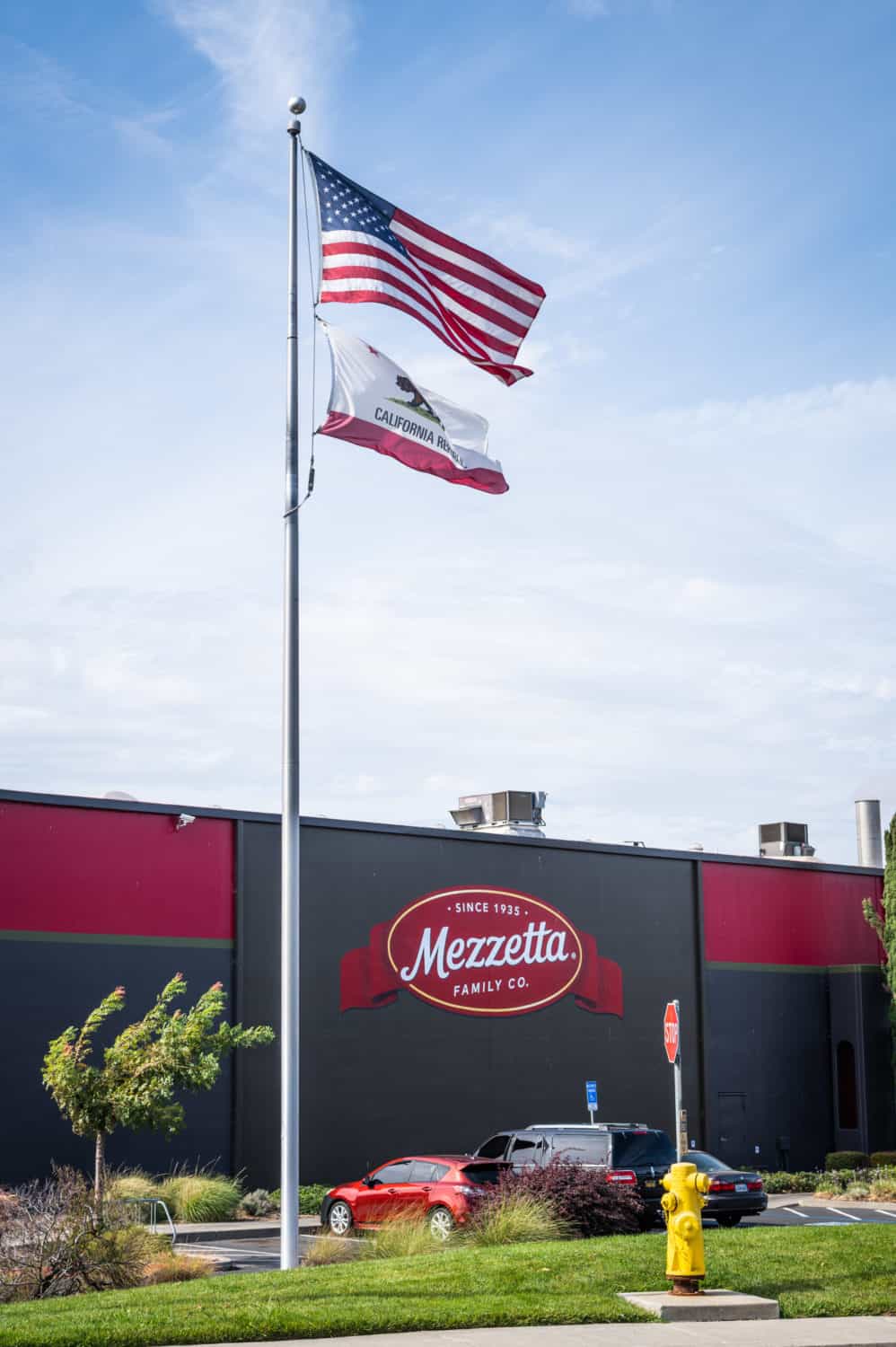  American Flag + California State Flags at Mezzetta family-owned company founded in 1935 located in Napa Valley, CA, jarring & processing California produce www.mezzetta.com Stars & Stripes + California Grizzly Bear flags American Flag + California State Flags at Mezzetta family-owned company founded in 1935 located in Napa Valley, CA, jarring & processing California produce www.mezzetta.com