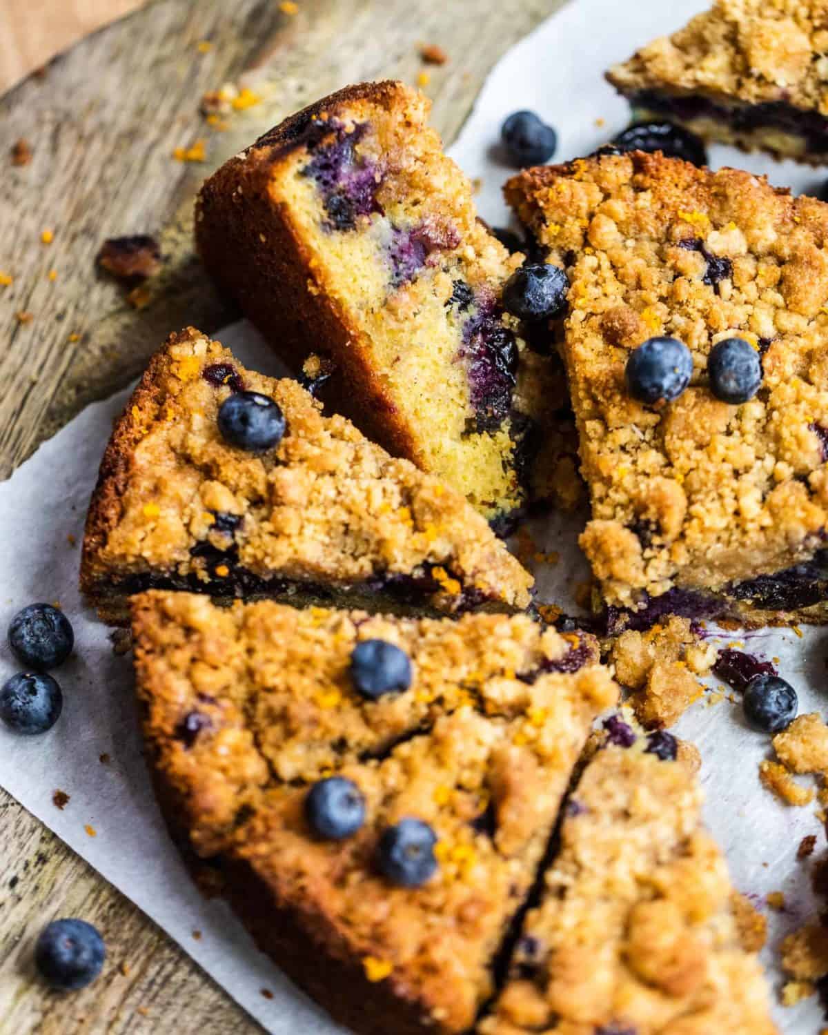 Blueberry Prune Buckle with Ginger Streusel