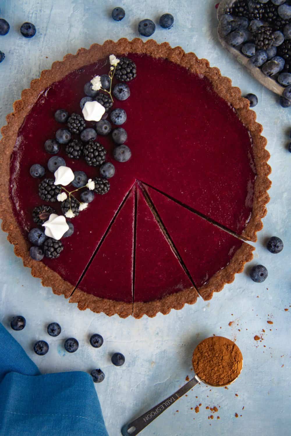 Blueberry Tart with Chocolate Cookie Crust