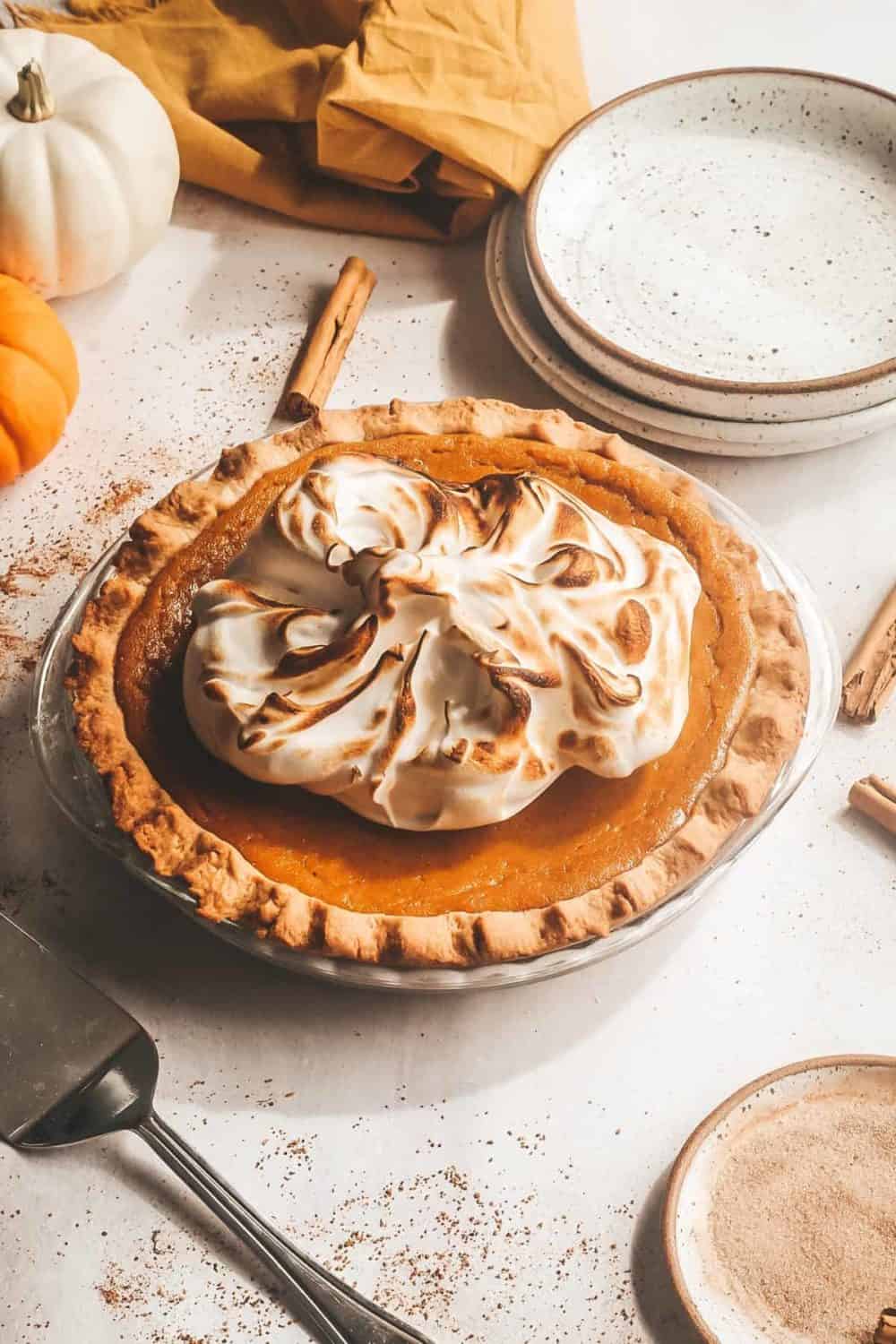 Sage Browned Butter Pumpkin Pie with Spiced Meringue