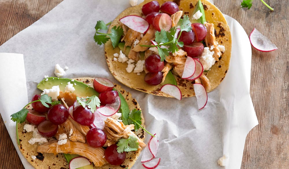 Chipotle Chicken and Grape Tacos