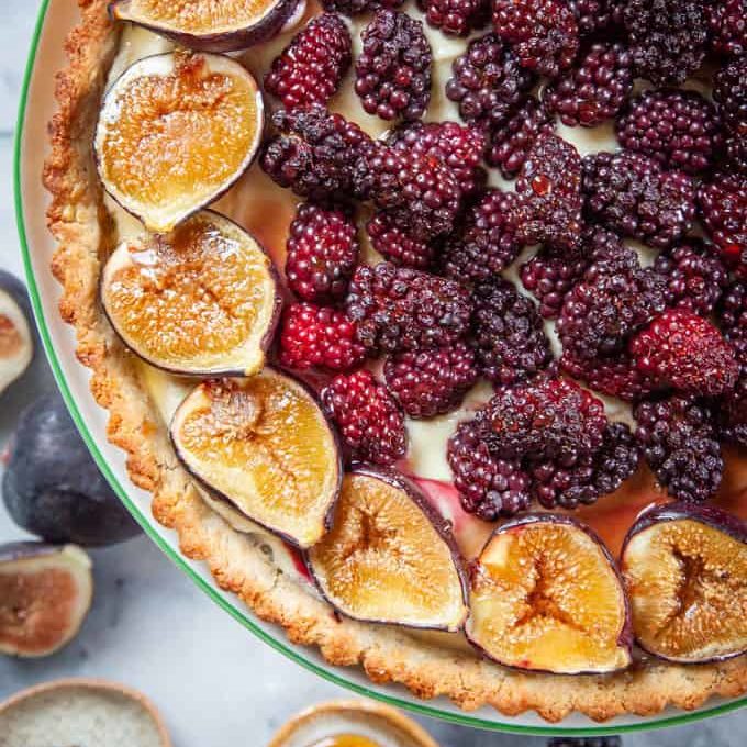 Fig, Blackberry and Goat Cheese Tart with Walnut Crust