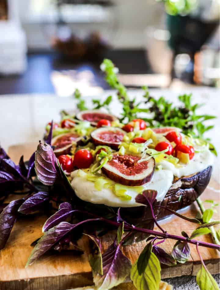 Baked Eggplant with California Figs and Leeks