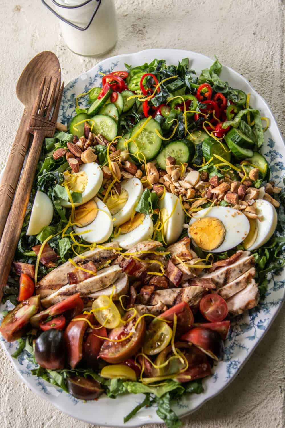 cobb salad recipe on platter