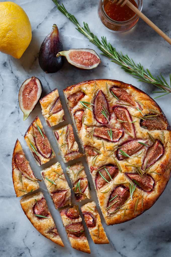 Fig Rosemary Focaccia with Honey Lemon Glaze