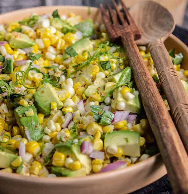 Avocado and Sweet Corn Salad with California Sauvignon Blanc