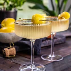California 75 cocktail in a coupe glass.