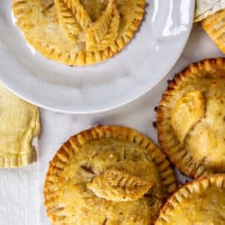 Close up pf apple cheddar hand pies.