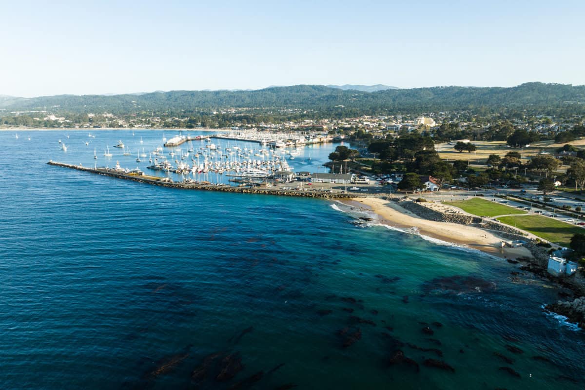 Monterey Bay aerial view including Fishermans' Wharf
