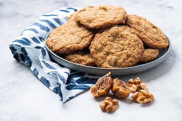 plate of fig oatmeal cookies