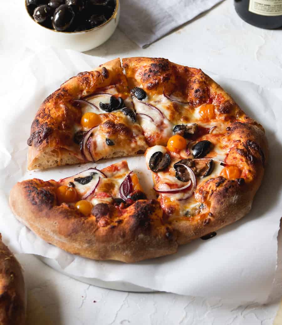 Marinated Olive Beer Crust Pizza from Displaced Housewife