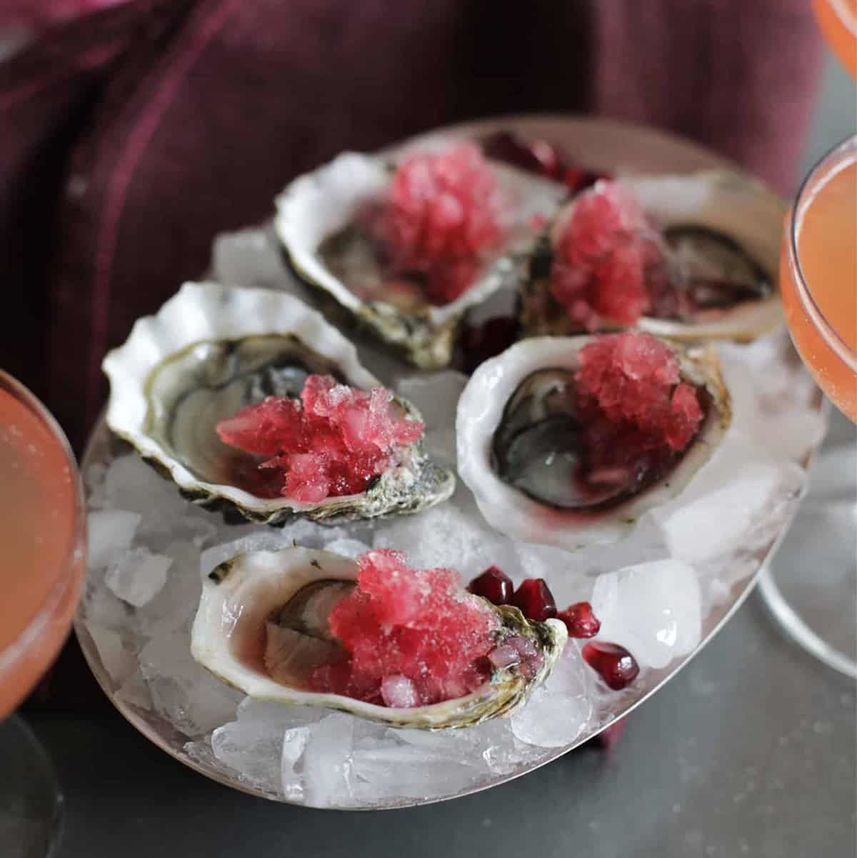 Pomegranate Oysters Mignonette from Salt and Wind